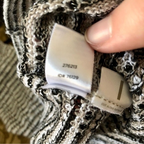 Loft Tan Black White Metallic Striped Button Up Cardigan Size Small - Picture 6 of 7